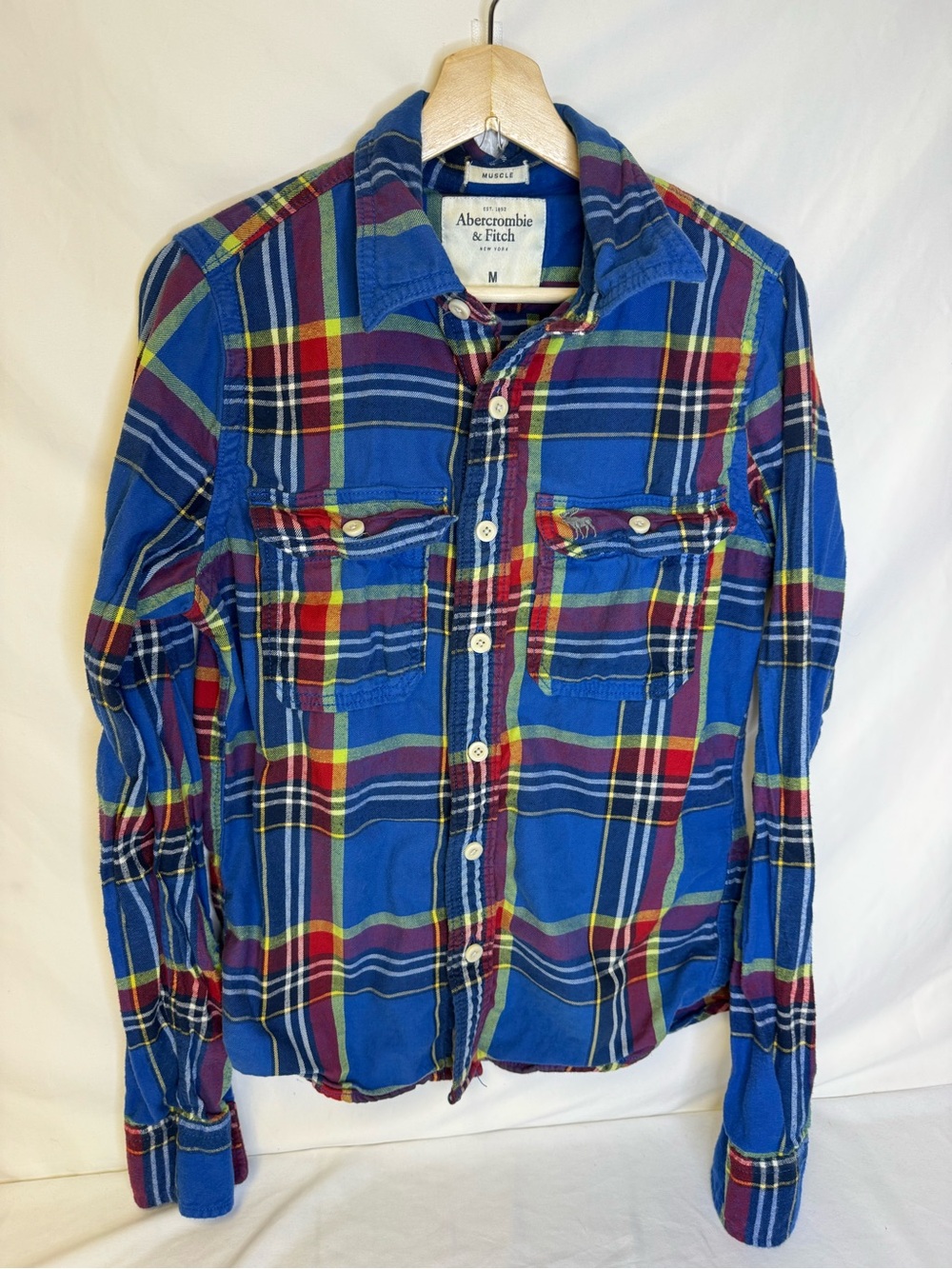 Abercrombie & Fitch Blue Plaid Long-Sleeve Button-Down Shirt